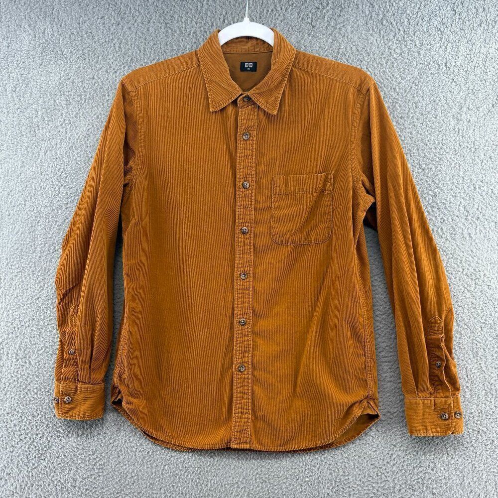 Uniqlo Shirt Mens Size XS Mustard Corduroy Long Sleeve